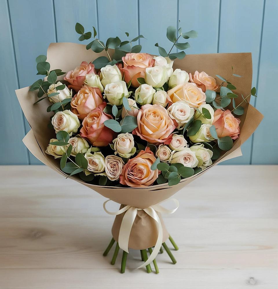 Букет цветов из: Альстромерии и Розы в Новоалексеевской