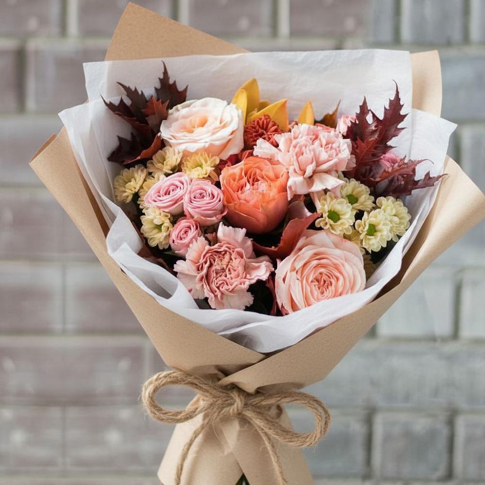 Букет цветов из: Гвоздики, Хризантемы и Розы в Новоалексеевской