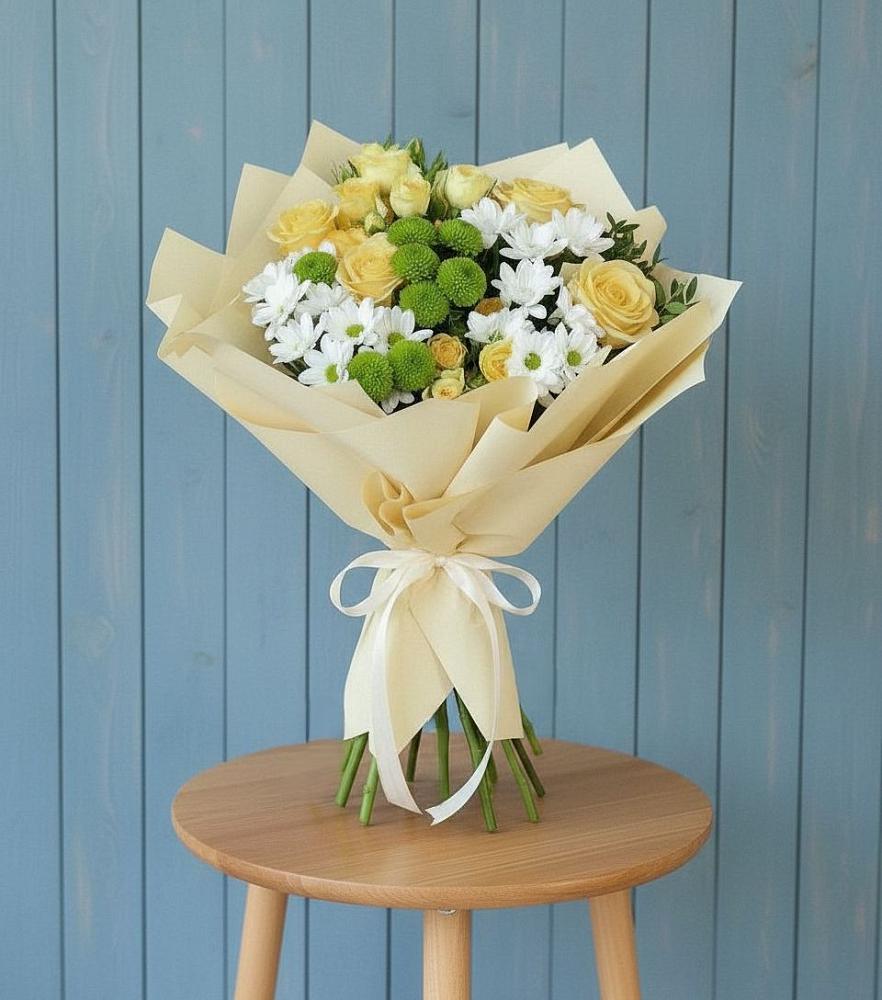 Букет цветов из: Хризантемы и Розы в Новоалексеевской