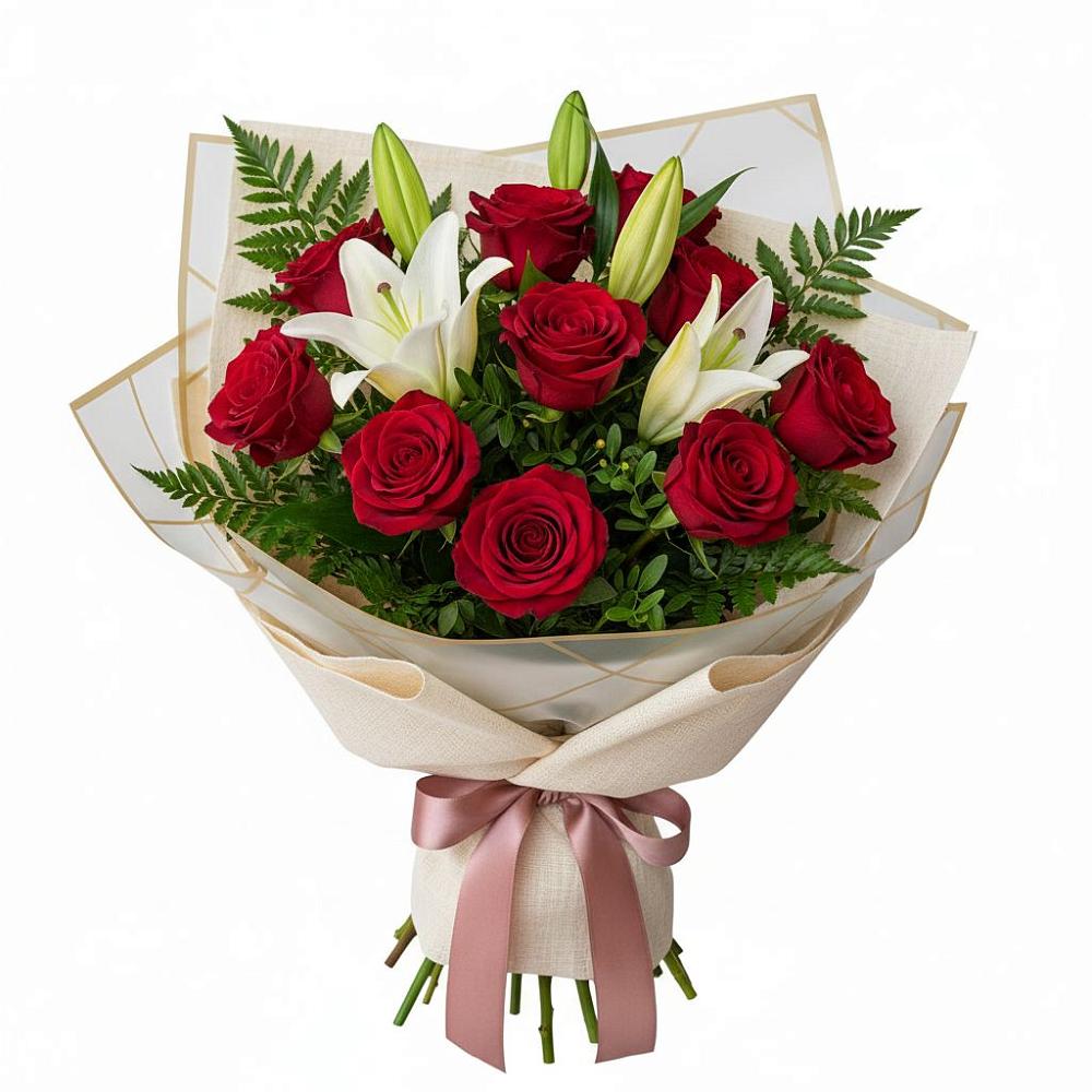 Букет цветов из: Лилии и Розы в Новоалексеевской