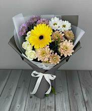 Букет цветов из:  Розы, Герберы и Хризантемы #REPLACE_PRED# Новоалексеевской