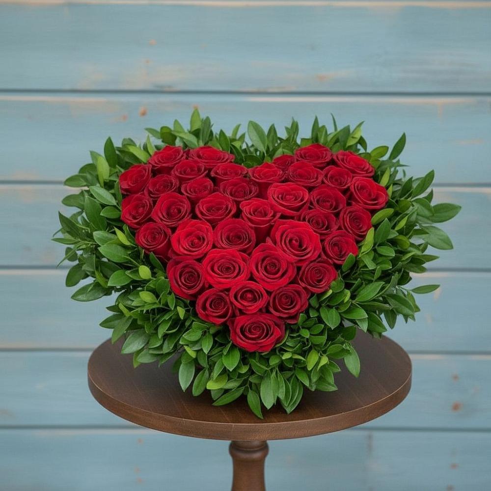 Цветочная композиция из Розы в виде сердца в Новоалексеевской