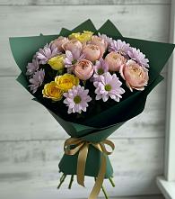 Букет цветов из:  Хризантемы и Розы в Новоалексеевской