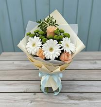 Букет цветов из:  Герберы, Розы и Хризантемы в Новоалексеевской